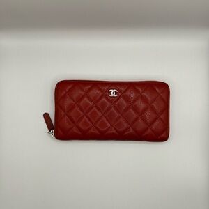 Chanel Quilted Caviar Leather Long Zip Wallet